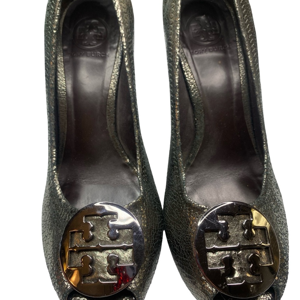 Tory Burch Metallic Silver Flats